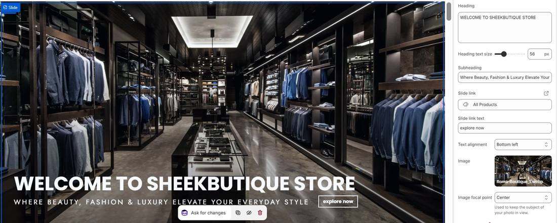Sheekbutique homepage hero with a luxury menswear boutique image