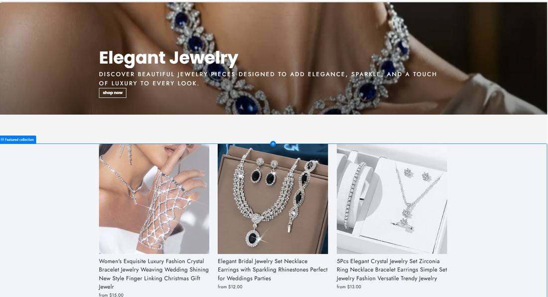 Sheekbutique elegant jewelry banner and featured collection