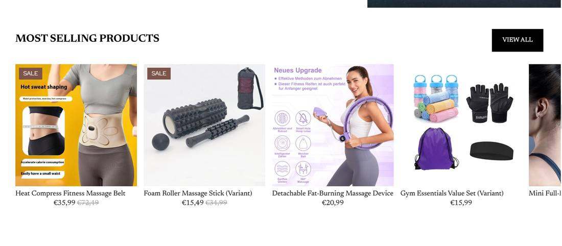 FitVelion most selling products section