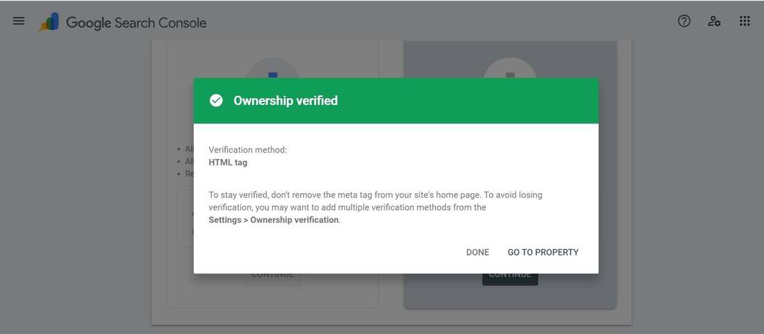 Google Search Console ownership verified for FitVelion using an HTML tag