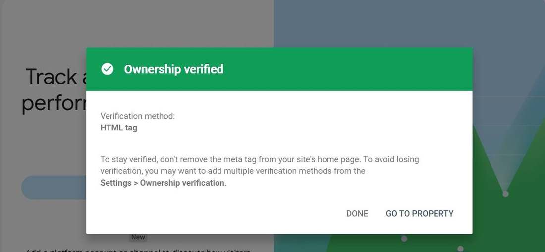 Google Search Console ownership verified for Tori Beng Store using an HTML tag